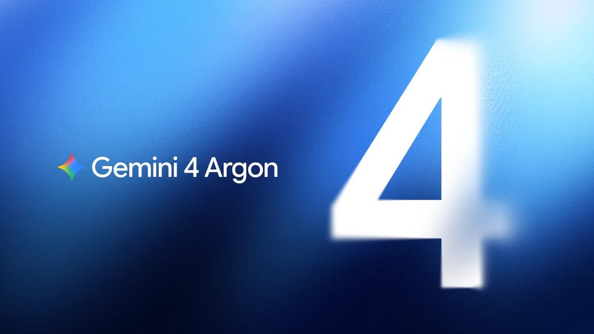 Visuel officiel de Gemini 4 Argon : le nom du modèle et un grand chiffre 4 blanc sur un fond bleu.