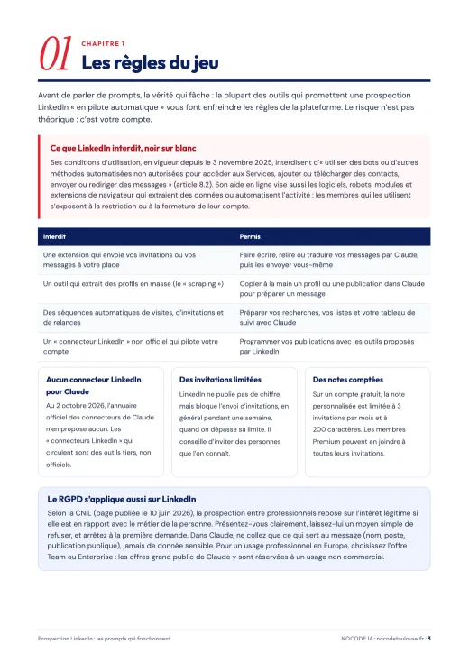 Page « Les règles du jeu » : ce que LinkedIn interdit et ce qui reste permis