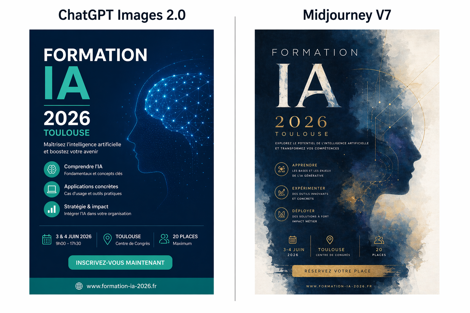 Comparatif visuel ChatGPT Images 2.0 vs Midjourney V7 sur le même prompt